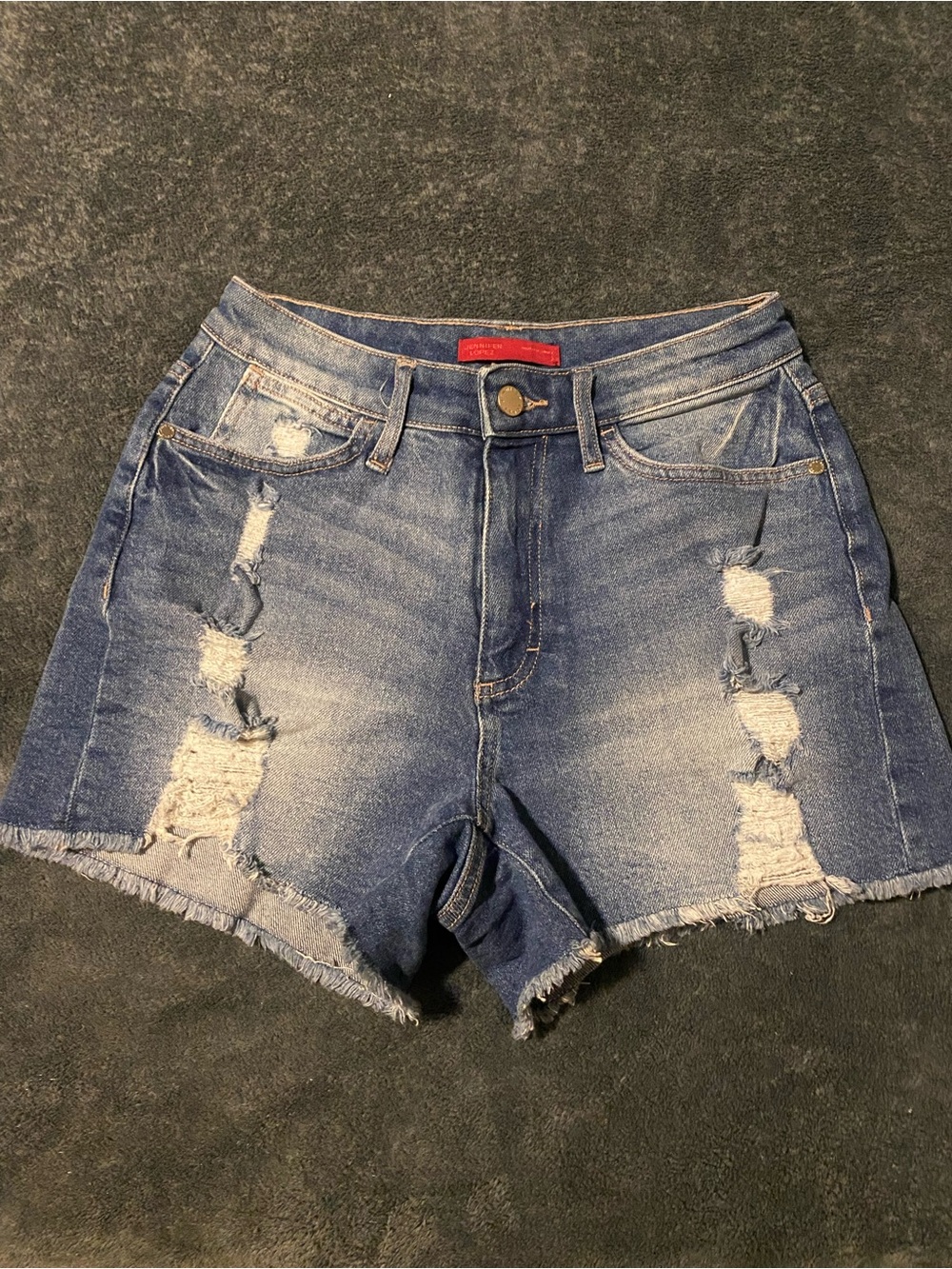 Jennifer Lopez Distressed Blue Denim Shorts